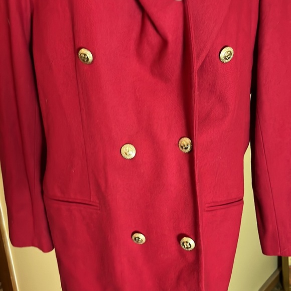 Vtg 80s LAURA SCOTT Size 16 DoubleBreast Blazer Classic Red GoldButton Wool USA - Picture 7 of 13